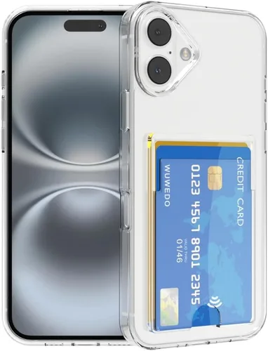 Miniatura 16 de 【Actualización】 Funda tipo cartera transparente para iPhone 13, antiamarilleo, delgada, parachoques de TPU + funda trasera de policarbonato con 2
