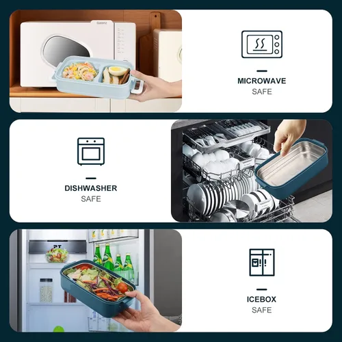 Miniatura 5 de Kit de lonchera Bento para adultos, lonchera portátil para adultos, caja Bento para adultos con bolsa de almuerzo, contenedores de almuerzo Bento