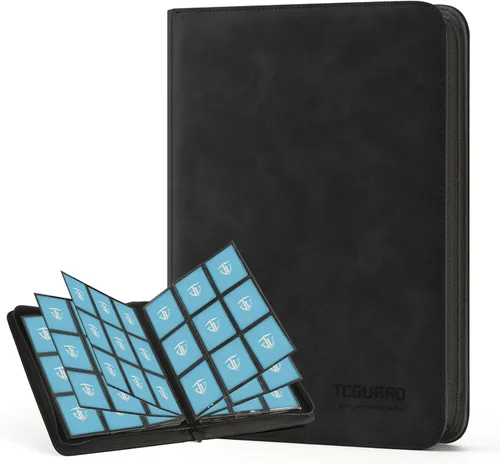 Miniatura 20 de Carpeta con cremallera de 12 bolsillos para 720 tarjetas, bolsillos laterales seguros de carga, carpeta de álbum de tarjetas intercambiables, Negro