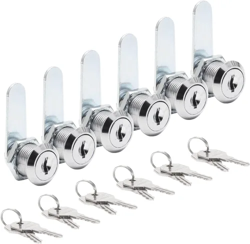 Miniatura 10 de Uenhoy Paquete de 6 cerraduras de leva con llave igual, juego de cerraduras de leva de 1 pulgada (0.984 in) para cajones, buzón de correo, caja