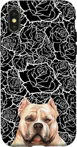 Miniatura 5 de American Bulldog Bully Dog Rose Flower Black White Pattern Case for iPhone 17