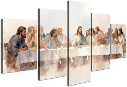 Miniatura 35 de Decoración de pared religiosa cristiana de 5 paneles de Leonardo Da Vinci, arte de pared de La última cena, imágenes de Jesús para decoración