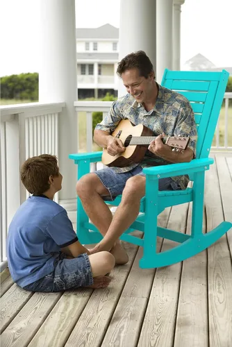 Miniatura 8 de BRIOPAWS Outdoor Rocking Chairs Set of 2 HDPE Plastic Porch Rockers Aqua Oversized Patio Rocker Chair High Back for Big Man Weather