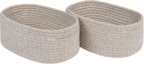 Miniatura 32 de CubesLand Cesta rectangular de organización/almacenamiento, cestas tejidas de cuerda de algodón natural para organizar, cesta pequeña para niños