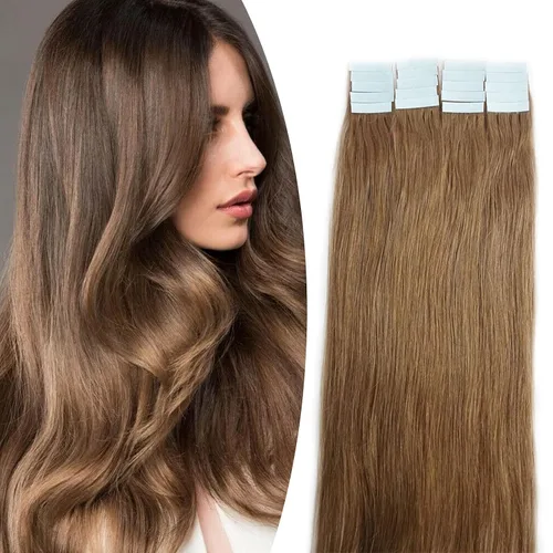 Miniatura 31 de Extensiones de cabello humano Remy con cinta adhesiva sin costuras (16 pulgadas, 10 unidades, rubio ceniza)
