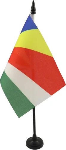 Miniatura 61 de AZ FLAG Sierra Leone Bandera de mesa 5'' x 8'' - Bandera de escritorio de Sierra Leona 21 x 14 cm - Bastón y base de plástico negro