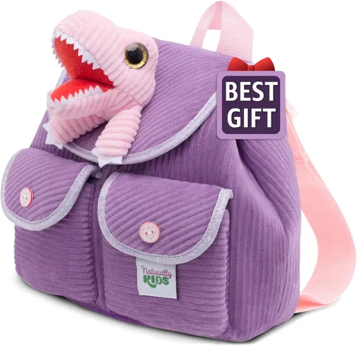 Naturally KIDS Mini mochila de dinosaurio - Mochila muy pequeña para niñas y niños - Juguetes de dinosaurio para niños de 3 a 5 años - Mochila