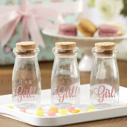 Miniatura 2 de Kate Aspen Botella de leche vintage impresa de 3.8 onzas - It's a Girl! (juego de 12) gráficos actualizados, It's A Girl Pink 2 (27196NA-GIRL)