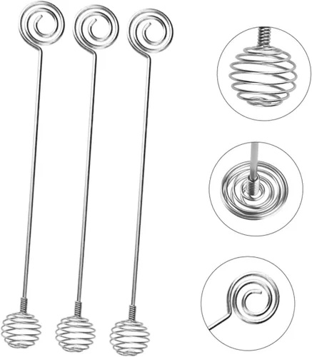 Miniatura 8 de Agitador de miel de acero inoxidable de grado alimenticio con asas cómodas para cócteles, cucharas de miel, palitos de agitación de mermelada, 3 uds