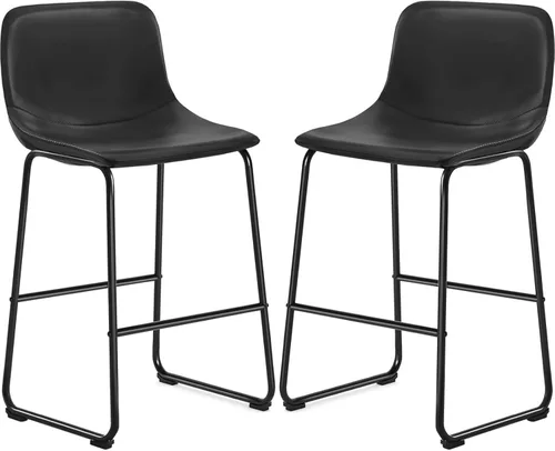Miniatura 16 de TAVR Furniture Leathaire - Juego de 2 taburetes de tela con altura de mostrador, sillas de isla sin brazos, con capacidad para hasta 500 libras