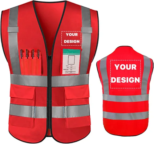 Miniatura 33 de Chaleco de seguridad de alta visibilidad reflectante, personaliza tu logotipo, ropa de trabajo de seguridad con tiras reflectantes y bolsillos A