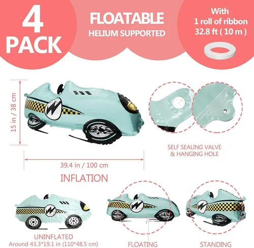 Miniatura 5 de Globos de fiesta de neumáticos negros de 30 pulgadas, globos clásicos de aluminio de Mylar para hombres y niños, decoración de fiesta de cumpleaños