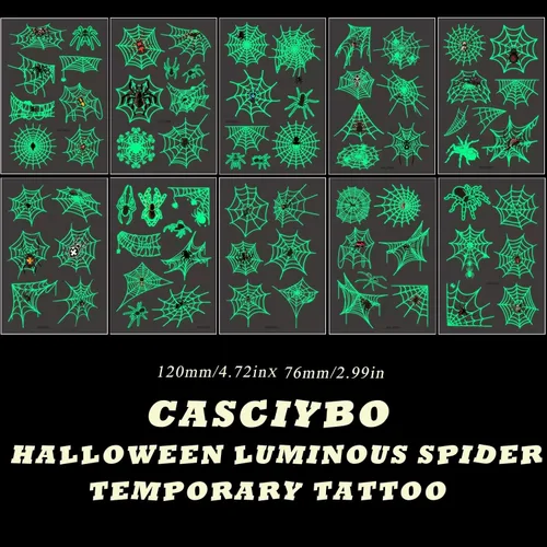 Miniatura 7 de Grow in Dack - Tatuajes temporales de telaraña de Halloween para adultos, calcomanías de tatuaje falsas de araña realistas, regalos de Halloween