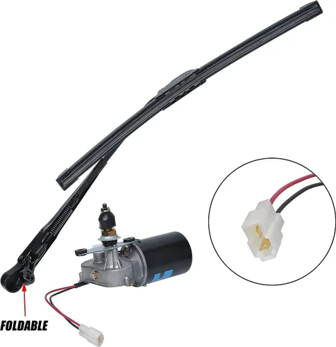 Miniatura 4 de Kit de limpiaparabrisas UTV universal, 2 piezas de motor de limpiaparabrisas eléctrico de 90 grados de 16" 12V compatible con Polaris Kubota