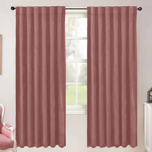 Miniatura 59 de BGment Cortinas de terciopelo rosa polvoriento, 2 paneles de 84 pulgadas, 2 paneles para sala de estar, aislamiento térmico de lujo, reducen