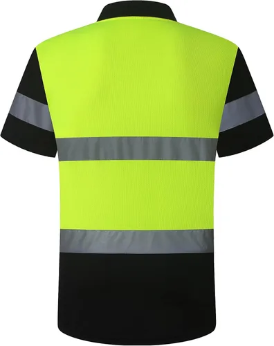 Miniatura 6 de Camisa de seguridad para hombre, camiseta reflectante de alta visibilidad, de secado rápido, transpirable, suave Amarillo+negro-01