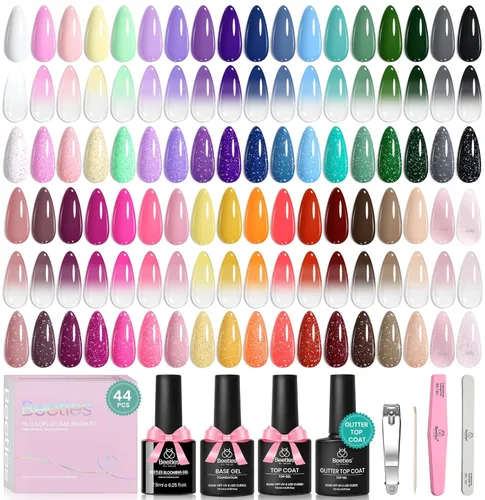 Miniatura 18 de Beetles - Kit de esmalte de uñas de gel de 36 colores, juego de esmalte de gel pastel de verano con capa base, capa superior brillante y pegamento