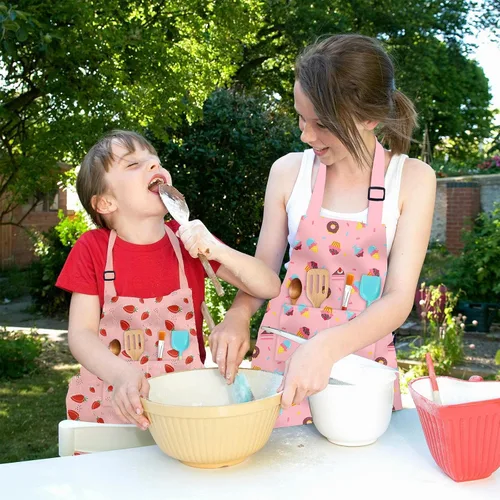 Miniatura 2 de Delantales para Niños para Niñas Delantales para Niños Pequeños con Bolsillos para Niños Cocinar Hornear Pintar Manualidades Arte Jardinería
