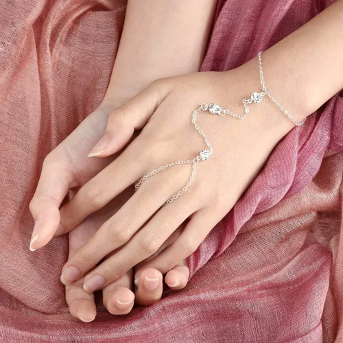 Miniatura 3 de 6 unidades de cadena de anillo de pulsera de dedo vinculado y anillo adjunto arnés de mano ajustable para mujeres y niñas