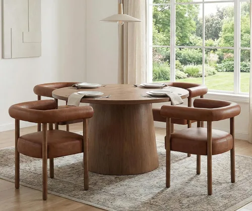 Miniatura 8 de RIVOVA Juego de 4 sillas de comedor blancas de bouclé, sillas de comedor tapizadas modernas, sillas de cocina con respaldo curvo para comedor