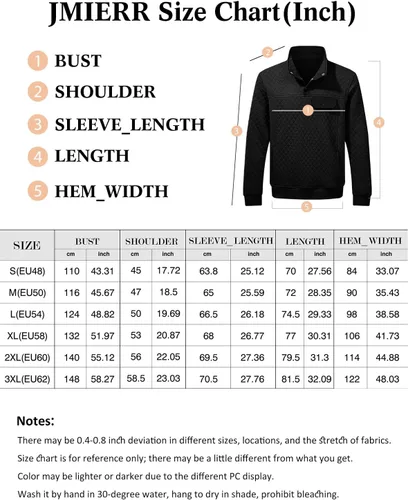 Miniatura 6 de JMIERR Sudadera acolchada para hombre, casual, de manga larga, cuello alto, con botones