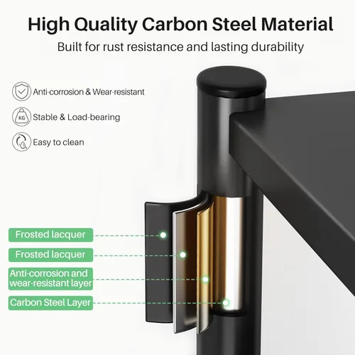 Miniatura 8 de PXRACK Estantes de almacenamiento con ruedas giratorias, estantería de metal ajustable de 4 niveles para almacenamiento resistente, estante