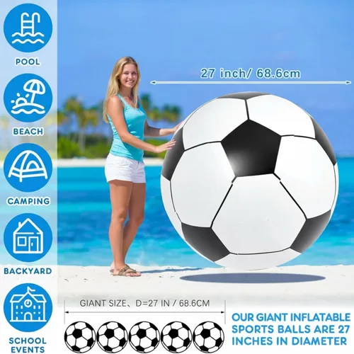 Miniatura 2 de Lewtemi Pelotas deportivas inflables gigantes grandes, pelota de playa, béisbol, fútbol, arco iris, baloncesto, fútbol para deportes, fiestas