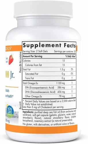 Miniatura 2 de Nordic Naturals ProOmega 2000 Jr., sabor fresa – 60 geles suaves – 1120 mg Omega-3 – Aceite de pescado ultra potente – EPA y DHA – Promueve la salud