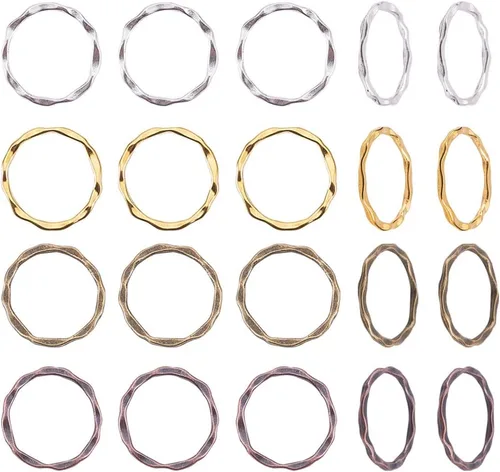 PH PandaHall 200 piezas de anillos de enlace de aleación de 4 colores, estilo tibetano, marcos circulares, encantos, enlaces, conectores de joyería