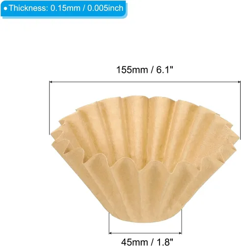 Miniatura 2 de PATIKIL Filtros de café para cesta de 1 a 2 tazas, filtro de papel marrón de 6.1 x 1.8 pulgadas, cafeteras de goteo desechables para cafetería