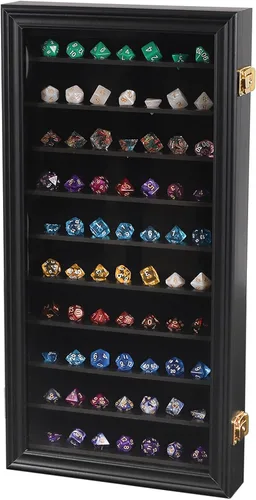 HOROW Estuche grande de exhibición de dados DND poliédricos hexagonales con bloqueo con 98% de protección UV, organizador de dados para juegos de
