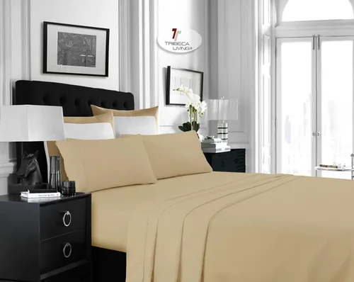 Miniatura 38 de Tribeca Living Juego de sábanas de microfibra cepillada de 3.33 oz/m², bolsillo extra profundo para colchones de hasta 21 pulgadas, enfriamiento