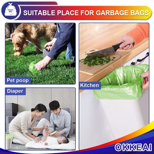 Miniatura 5 de OKKEAI Bolsas de basura pequeñas de 3 galones, 100 unidades, bolsas de basura pequeñas, bolsas de basura pequeñas de 10 litros, para baño, cocina