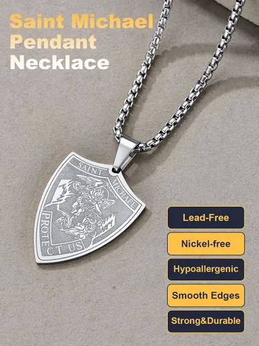 Miniatura 54 de U7 Saint Benedict/Michael Medal Necklace, 316L Stainless Steel Virgin Mary Necklace for Men Women, Bible Verse Protection Necklace Catholic