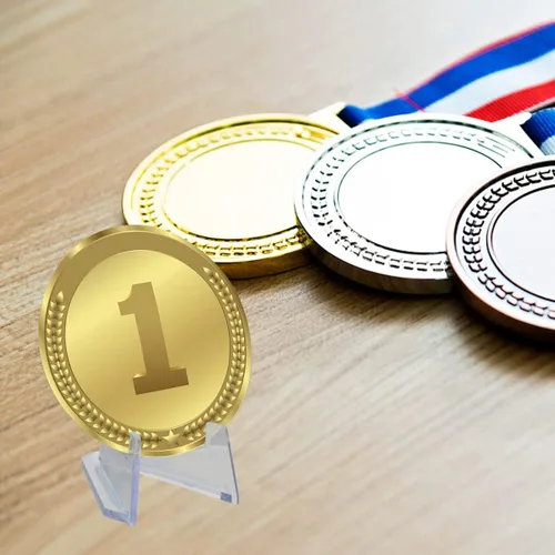 Miniatura 4 de yuntop Paquete de 20 soportes de caballete de acrílico para exhibir pequeñas obras de arte, monedas, relojes de bolsillo, medallas de desafío