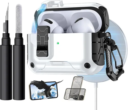 Miniatura 14 de Lerobo Funda para AirPods Pro 2 con Kit de Limpieza, Funda Protectora Rígida Compatible con Apple AirPods Pro de 2ª/1ª Generación con Llavero, Verde