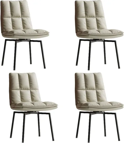 Miniatura 19 de Silla giratoria de cocina de comedor, silla de cocina tapizada de piel sintética, sillas de comedor, sillas de sala de estar, modernas de mediados