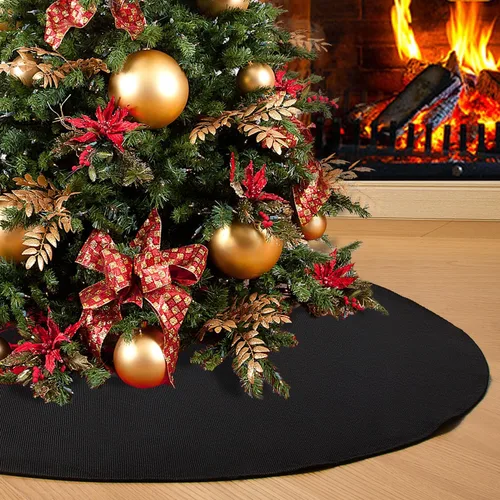Miniatura 9 de Falda de árbol de Navidad blanca lisa de 30 pulgadas, pequeña doble capa, falda de árbol de arpillera suave para fiesta de Navidad, decoración