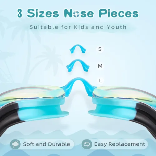 Miniatura 3 de Freela Gafas de natación para niños, paquete de 2 gafas de natación para niños de 3 a 14 años, gafas de natación para niños y niñas, antivaho