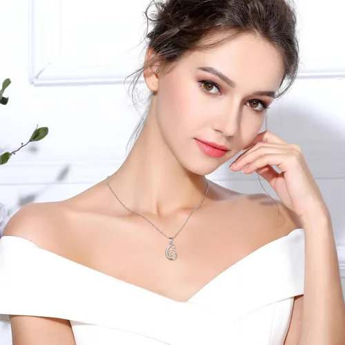 Miniatura 32 de EUDORA Collares de plata esterlina con inicial para mujer, regalos clásicos de 26 letras sin cuello para niñas, hermana, madre hija, cadena de 18