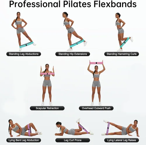 Miniatura 2 de Renoj Resistance Bands for Working Out: 3-Set Professional Exercise Bands for Pilates, Yoga, Home Gym, Booty, Leg Training Heavy/Medium/Light Rosa