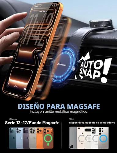 Miniatura 6 de eSamcore Magsafe - Soporte magnético para teléfono con brazo de aleación flexible para salpicadero de automóvil y parabrisas con ventosa para iPhone