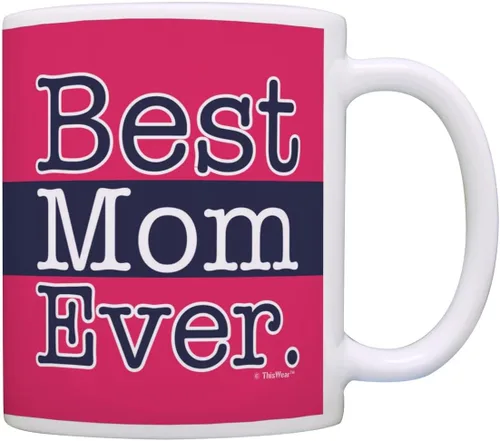 ThisWear Regalo para el día de la madre para mamá, regalo de 11 onzas, taza de café de cerámica con asa, color rosa