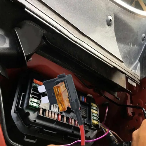 Miniatura 4 de MuHize Kit de grifos de fusibles, paquete de 5 – Grifos de adición de circuito automotriz de 12 V, adaptador de clip de bloqueo con fusible de hoja