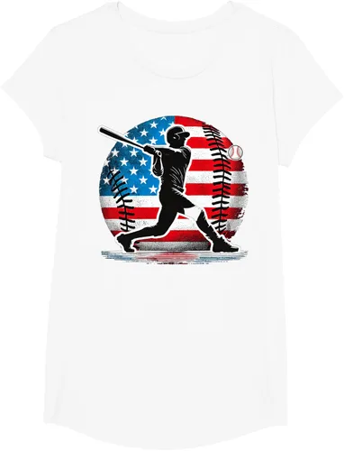 Miniatura 24 de Camiseta de jugador de béisbol estadounidense con bandera de Estados Unidos
