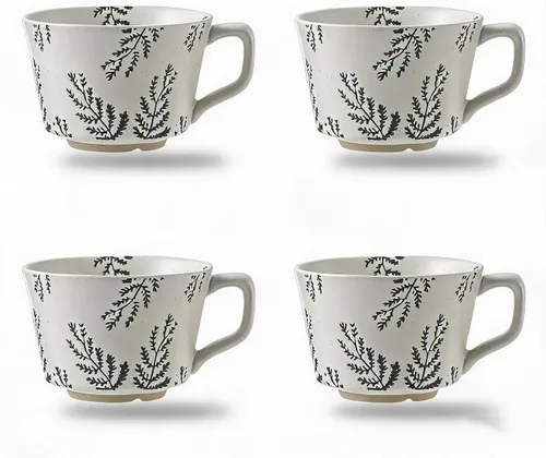 Miniatura 9 de Taza de cerámica, 11 oz - Tazas vintage para café, leche, café con leche, capuchino, té, tazas de porcelana aptas para lavavajillas, microondas