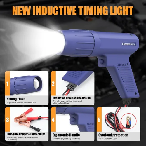 Miniatura 2 de Pro Luz de temporización de encendido, lámpara estroboscópica de 12V para motor de gasolina, pistola de temporización de motor inductiva con flash