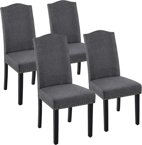 Miniatura 13 de Yaheetech Juego de 6 sillas de comedor tapizadas, sillas de cocina modernas con adornos de cabeza de clavo y patas de madera maciza para comedor