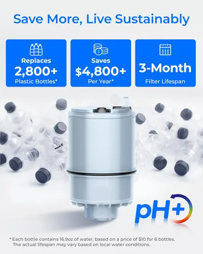 Miniatura 5 de Waterdrop [Alcalino] Filtro de agua con certificación NSF, reemplazo para todos los sistemas de filtración de grifo PUR®, PUR®PLUS, filtro de agua