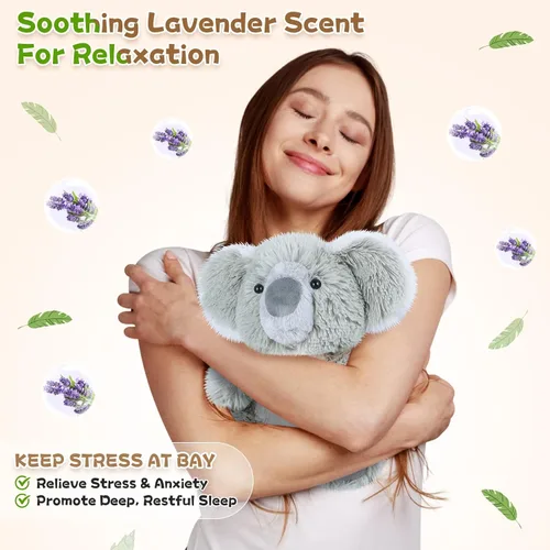 Miniatura 5 de SuzziPals Animales de peluche de koala calentables y refrigerables, bonitos peluches de almohadilla térmica para microondas para calmar y relajarse